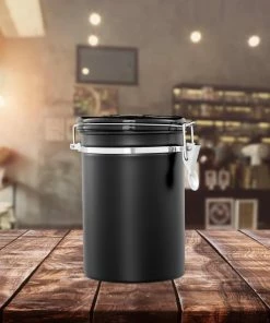 Beste Pirce ⭐ Relaxdays Voorraadbus Koffie - Koffieblik - Luchtdicht - Koffiebus - Zwart - Rvs - Metaal Medium ???? -Bourgogne Shop 550x550 818