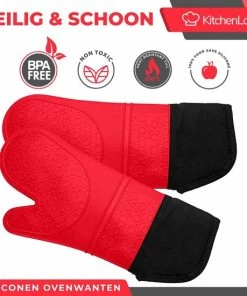 Hete verkoop ???? KitchenLove Ovenwanten Siliconen - Ovenhandschoenen Hittebestendig Tot 230 °C - 2 Stuks - Rood ???? -Bourgogne Shop 550x550 842