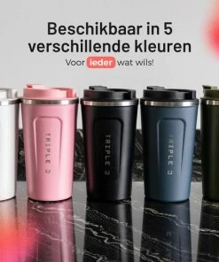 Beste Pirce ✨ Triple J TripleJ® - Koffiebeker To-Go - Thermoskan - Thermosbeker - Theebeker - Reisbeker - Travel Mug - RVS - Dubbelwandig - 510ml - Roze ???? -Bourgogne Shop 550x550 865