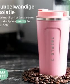 Beste Pirce ✨ Triple J TripleJ® - Koffiebeker To-Go - Thermoskan - Thermosbeker - Theebeker - Reisbeker - Travel Mug - RVS - Dubbelwandig - 510ml - Roze ???? -Bourgogne Shop 550x550 867