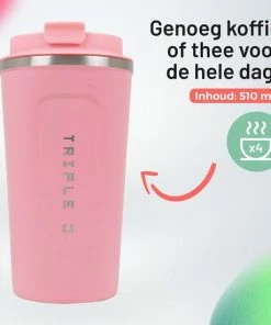 Beste Pirce ✨ Triple J TripleJ® - Koffiebeker To-Go - Thermoskan - Thermosbeker - Theebeker - Reisbeker - Travel Mug - RVS - Dubbelwandig - 510ml - Roze ???? -Bourgogne Shop 550x550 869