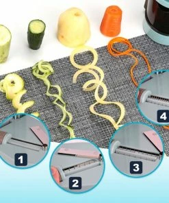 Uitgang ✨ Qitch & Quisine Premium Spiraalsnijder + Borstel & Dunschiller – 4-in-1 Multifunctionele Groentensnijder – Groentenpasta/Groentenspaghetti Spiralizer – Vegetarische/Veganistische/Paleo/Low-Carb Recepten & Dieet ???? -Bourgogne Shop 550x550 880