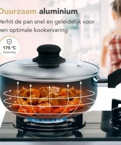 Goedkoopste ???? Rochester 18-delige Pannenset Met Deksels - Kookpotten - Koekenpannen Steelpannen - Aluminium - Zwart ???? -Bourgogne Shop 550x550 909