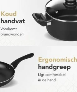 Goedkoopste ???? Rochester 18-delige Pannenset Met Deksels - Kookpotten - Koekenpannen Steelpannen - Aluminium - Zwart ???? -Bourgogne Shop 550x550 910