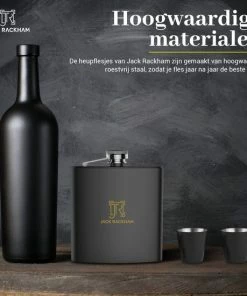 Gloednieuw ???? Heupfles - Platvink - Heupflacon - Zakflacon - Heupflesje - Whiskey - RVS - Shotglaasjes - Jack Rackham ⭐ -Bourgogne Shop 550x550 968