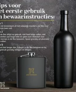 Gloednieuw ???? Heupfles - Platvink - Heupflacon - Zakflacon - Heupflesje - Whiskey - RVS - Shotglaasjes - Jack Rackham ⭐ -Bourgogne Shop 550x550 971