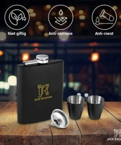 Gloednieuw ???? Heupfles - Platvink - Heupflacon - Zakflacon - Heupflesje - Whiskey - RVS - Shotglaasjes - Jack Rackham ⭐ -Bourgogne Shop 550x550 972