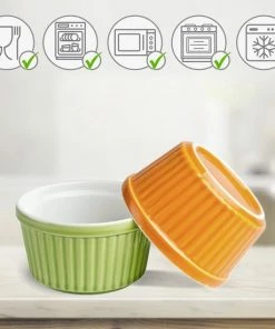 Groothandel ❤️ Chefarone Mini Ronde Ovenschalen – Mini Vormpjes – Bakvormen – Keramiek – 200 ML - Set Van 10 - Multicolor ???? -Bourgogne Shop 550x550 986