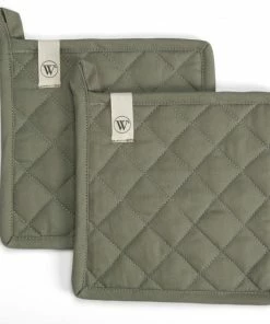 Uitgang ???? Walra Pannenlappen 2 Stuks Cook And Trail - Met Ophanglusje - 20x20 Cm - 100% Katoen - Legergroen ⌛ -Bourgogne Shop 550x551 15