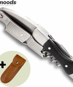 Aanbiedingen ???? Mmoods Kurkentrekker Wijn Zwart - Kelnermes Met Gesleufde Groef – Wijnopener - Sommeliermes – Cadeau ????