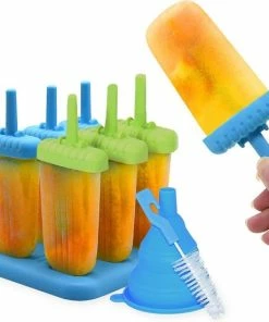 Uitgang ???? Perow Ijsvormen - 6 Stuks - Inclusief Gratis Trechter En Reinigingsborstel - BPA En Chemicaliën Vrij Silicone IJshouder - IJs Vorm Makers - 2 Kleuren - IJslolly ⭐