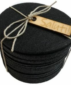 Hete verkoop ???? Merkloos Onderzetters Voor Glazen - Set Van 16 Onderzetters - Vilt Zwart - Rond ????