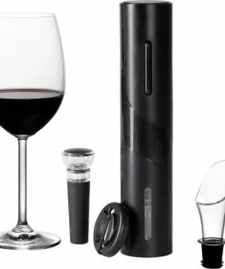 Promo ???? Sareva Elektrische Wijnopener Set (met Wijnstopper, Foliesnijder & Schenktuit) ????