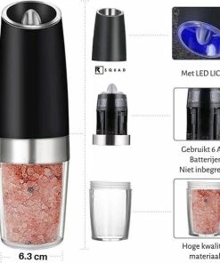Beste recensies van ✨ RSQUAD® - Elektrische Zout Pepermolen - 1x Automatische Peper Zoutmolen - Kruidenmolen - Met Blauw LED Licht - Zwart ✔️ -Bourgogne Shop 550x557 6