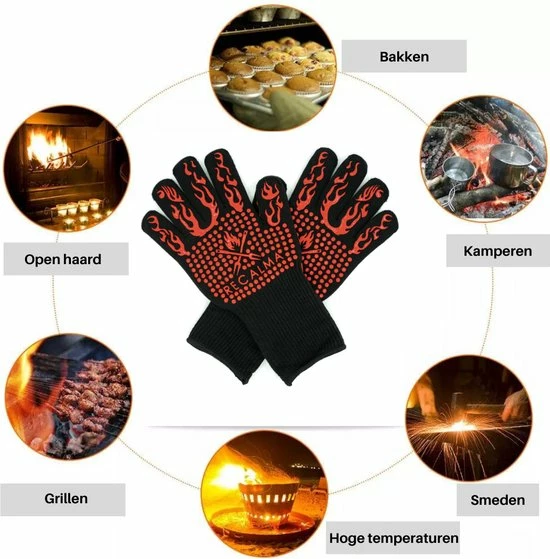Gloednieuw ???? Recalma Hittebestendige Ovenwanten & Barbecuehandschoenen - Rood - Tot 800 °C - 2 Stuks - BBQ - Inclusief Ophanghaak ???? 3 Gloednieuw ???? Recalma Hittebestendige Ovenwanten & Barbecuehandschoenen - Rood - Tot 800 °C - 2 Stuks - BBQ - Inclusief Ophanghaak ???? - Afbeelding 3