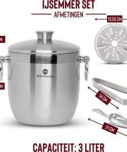 Beste Verkoop ???? Rednas IJsemmer Met Deksel - Sinterklaas Cadeautjes - Dubbelwandig - IJstang - IJsschep - Zeef - 4-delig - RVS ???? -Bourgogne Shop 550x563 3