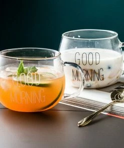 Gloednieuw ???? Malinsi Good Morning Glazen - 2 Stuks 400ml - Koffie En Thee Beker - Dessert En Ontbijt Glas - Theeglazen - Koffiebeker - Cadeau Voor Man & Vrouw - Sinterklaas & Kerst ???? -Bourgogne Shop 550x567