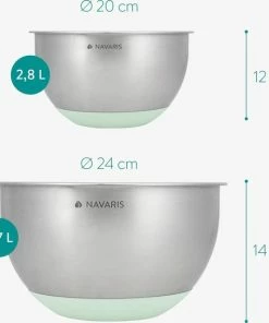 Beste Pirce ???? Navaris Roestvrijstalen Kommen Met Deksel - Set Van 2 Mengkommen Met Deksels En 3 Raspen - 1,4L En 4,7L Slakommen Met 3 Soorten Raspen - In Mintgroen ???? -Bourgogne Shop 550x569 4