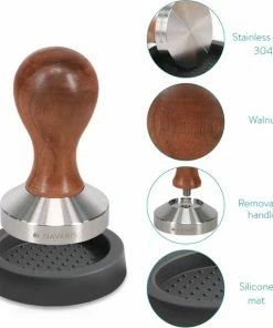 Nieuw ???? Navaris Koffie En Espresso Tamper - Stamper Voor Het Aandrukken Van Gemalen Koffie - Van Roestvrij Staal Met Aluminium Handvat - Ø 51 Mm ???? -Bourgogne Shop 550x573