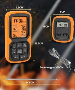 Korting ???? MostEssential Premium Draadloze Vleesthermometer - BBQ Thermometer - Kernthermometer - Suikerthermometer - Thermometer Koken - Keukenthermometer - 100 Meter Bereik - Inclusief Sondes & Batterijen ???? -Bourgogne Shop 550x574 5