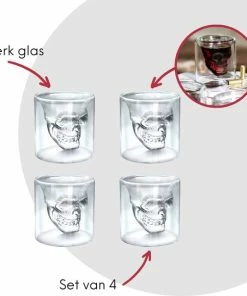 Beste Pirce ???? Aretica Shotglaasjes Skull Gift Set Van 4 - Borrelglaasjes - Shot Glaasjes - Vaatwasserbestendige Shotglazen - Shotglas - Drankspel - Glazen Borrelglas - Inhoud 25 Ml - Ø 4.7cm - Transparant ✔️ -Bourgogne Shop 550x580 4