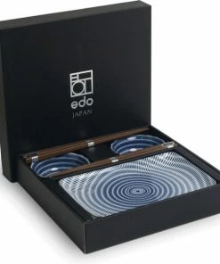 Begroting ???? Edo Japan | TOKUSA | Japanse Sushi Servies Set | 6-Delig | 2 Persoons | Streep Motief ????