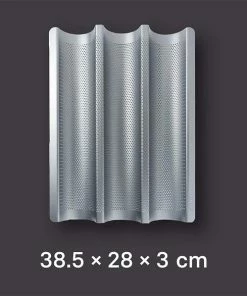 Coupon ✔️ PRETEX GOURMEO Stokbrood Bakjes Voor 3 Baguettes Met Anti-aanbaklaag - 38.5cm X 28.5cm - Franse Baguette Brood Bakplaat - Makkelijk Te Gebruiken En Poetsen 1 Backblech Für 3 Baguettes Zilver ???? -Bourgogne Shop 550x586 2