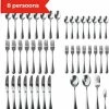 Beste deal ❤️ Dymund 8 Persoons Bestekset - (45-delig) Bestek - Incl. Serveerlepel/Suikerlepel/Serveervork/Botermes - RVS - Zilver ⌛
