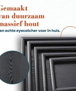 Coupon ???? MIRO. MIRO Houten Dienblad Vierkant - Decoratieve Dienbladen - Serveerblad - Sierblad - 44 X 32 CM - Zwart ???? -Bourgogne Shop 550x589 1