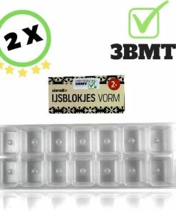 Goedkoopste ???? 3 BMT 3BMT - IJsblokjesvorm - Set Van 2 - Vierkant - Voor 28 Ijsblokjes - 8 X 23cm ✨