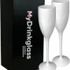 Uitgang ???? MyDrinkglass Plastic Champagne Glazen Reims Wit | Champagneglazen Plastic | 2 Stuks | Plastic Glazen | Zero Waste | Herbruikbaar | Onbreekbaar Champagneglas | 150 Ml | ????