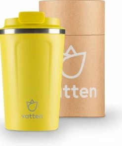 Beste deal ???? Vatten® Premium RVS Koffiebeker To Go - Felgeel - 380ml - Thermosbeker - Theebeker ????