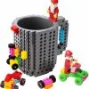 Promo ???? Merkloos Lego Mok/ Build On Brick Mug - Grijs - 350 Ml - Bouw Je Eigen Mok Met Bouwsteentjes. ✨