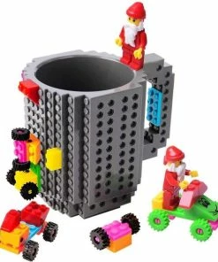 Promo ???? Merkloos Lego Mok/ Build On Brick Mug - Grijs - 350 Ml - Bouw Je Eigen Mok Met Bouwsteentjes. ✨