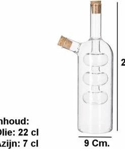 Promo ???? Merkloos Decopatent® 2in1 Olie En Azijnstel Glas - Bolvorm Met Kurken - Glazen Azijnfles & Oliefles In 1 - Oil And Vinegar - 9 X 9 X 21 Cm ⭐ -Bourgogne Shop 550x609 3