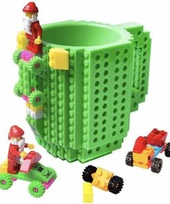 Hete verkoop ???? Merkloos Build On Brick Mug - Groen - 350 Ml - Bouw Je Eigen Mok Met Bouwsteentjes - BPA Vrije Drinkbeker Cadeau Voor Kinderen Of Volwassenen - Koffie Thee Limonade Of Andere Dranken - Pennenbeker - Creatief Accessoire Voor Op Bureau -HnD ????
