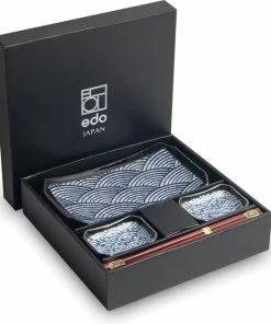 Aanbiedingen ✨ Edo Japan | WAVE | Japanse Sushi Servies Set | 6-Delig | 2 Persoons | Bloem Motief ????