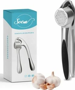 Korting ???? SOEM Products SOEM© Knoflookpers Met Ergonomische Handgreep Ook Geschikt Voor Gember - RVS - Horeca Kwaliteit - Ovaal | Black Friday 2022 - Sinterklaas - Kerst ????