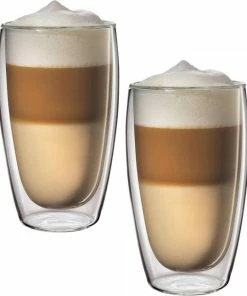 Beste Pirce ✔️ Hakal Line Glazen Dubbelwandig Cappuccino/Latte Machiato 450ml - Set Van 2 Stuks ????