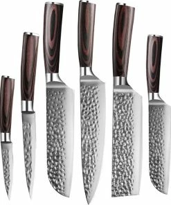 Korting ???? Shinrai Japan™ Shinrai Japan - Messenset Met Blok – 6 Delig – Messensetblok – Mes – Koksmes - ???? Hammered RVS - Met Luxe Geschenkdoos ⌛ -Bourgogne Shop 550x654 1
