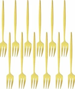 Uitgang ???? House Of Husk® Gouden Gebaksvorkjes - Dessertvorken - Taartvorkjes - Cocktailvorken - Klein Vorkjes - 12 Stuks - RVS - 14cm ????