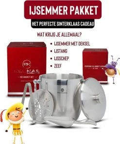 Beste Verkoop ???? Rednas IJsemmer Met Deksel - Sinterklaas Cadeautjes - Dubbelwandig - IJstang - IJsschep - Zeef - 4-delig - RVS ???? -Bourgogne Shop 550x656