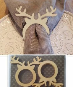 Beste Pirce ???? Merkloos Servetringen - Hout - 8 Stuks - Kerstmis - Rendier - Gewei - Rudolf - Cadeau ????