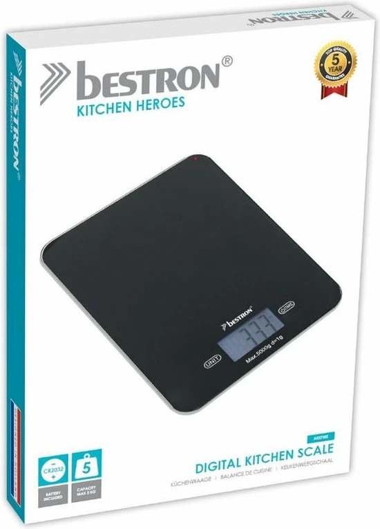 Coupon ???? Bestron Digitaale Keukenweegschaal Met LCD-display, Voor Tot 5 Kg, Inclusief Batterijen, Kleur: Zwart ✔️ 3 Coupon ???? Bestron Digitaale Keukenweegschaal Met LCD-display, Voor Tot 5 Kg, Inclusief Batterijen, Kleur: Zwart ✔️ - Afbeelding 3