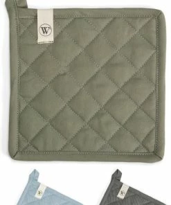 Uitgang ???? Walra Pannenlappen 2 Stuks Cook And Trail - Met Ophanglusje - 20x20 Cm - 100% Katoen - Legergroen ⌛