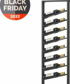 Gloednieuw ???? IN-HOMEXL IN.HOMEXL Brickk Hangend Wijnrek - Industrieel Flessenrek - Minimalistisch - Zwart - Metaal - Voor 8 Wijnflessen - 40 X 7 X 120 Cm ????