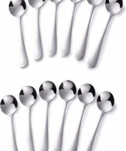 Aanbiedingen ???? Alheco Set Van 12 Ronde Theelepels - 11.7cm - RVS - Koffielepels - Kleine Lepels Voor Koffie & Thee - Zilver ????