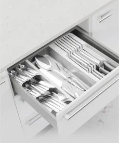 Nieuw ???? Emhouse Multifunctionele Bestekbak | Besteklade | Bestek Organizer | Kunststof | 39x38x5 Cm | Wit ????